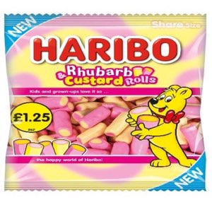 Haribo Rhubarb & Custard Rolls PMP 1.25 140g
